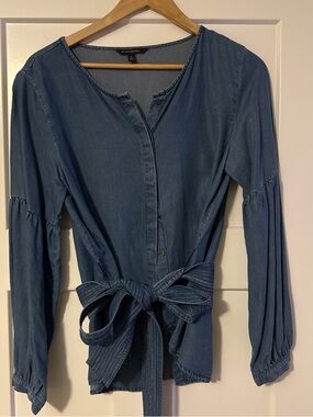 Banana Republic Denim Tie-Waist Shirt - Blue